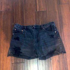Black jean shorts